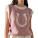 Wild Woven Horseshoe Sweater Vest - Pink WOMEN - Clothing - Sweaters & Cardigans Urban Daizy