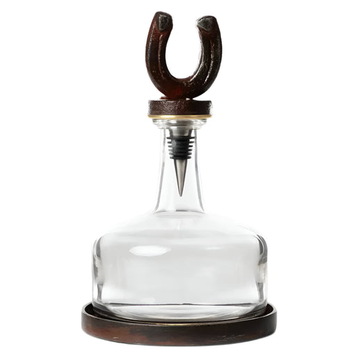 Jan Barboglio Herradura Decanter w/Horseshoe Iron Topper & Stand HOME & GIFTS - Tabletop + Kitchen - Bar Accessories Jan Barboglio By Blanca Santa