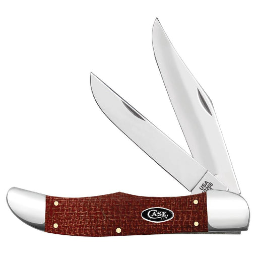 Case Folding Hunter - Dark Red Burlap Micarta Knives W.R. Case