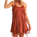 * Rock & Roll Denim Women's Microsuede Fringe Dress - Camel - FINAL SALE WOMEN - Clothing - Dresses Panhandle