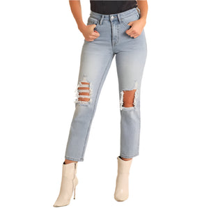 Rock & Roll Denim Women's Distressed Straight Cropped Jeans WOMEN - Clothing - Jeans Panhandle