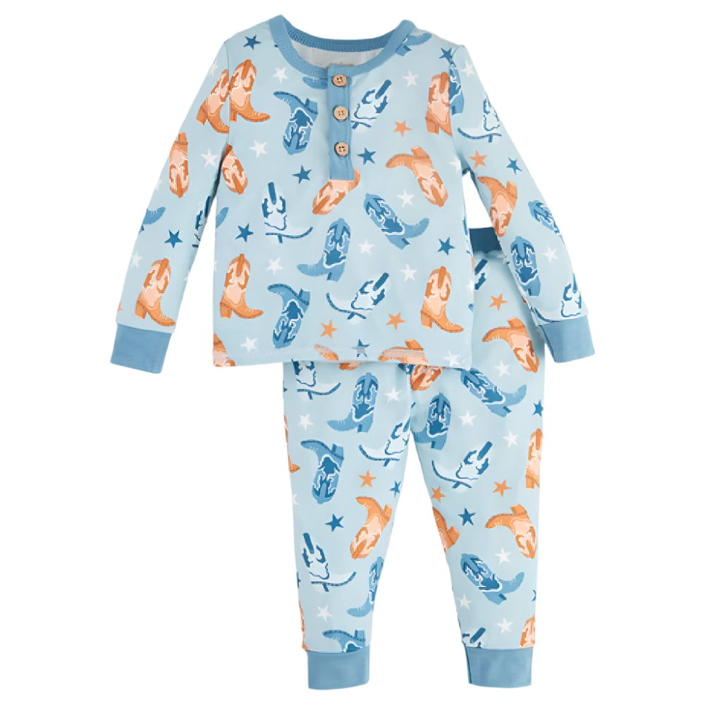 Mud Pie Toddler Boy's 2Piece Blue Cowboy Boots Pajamas KIDS - Baby - Baby Boy Clothing Mud Pie