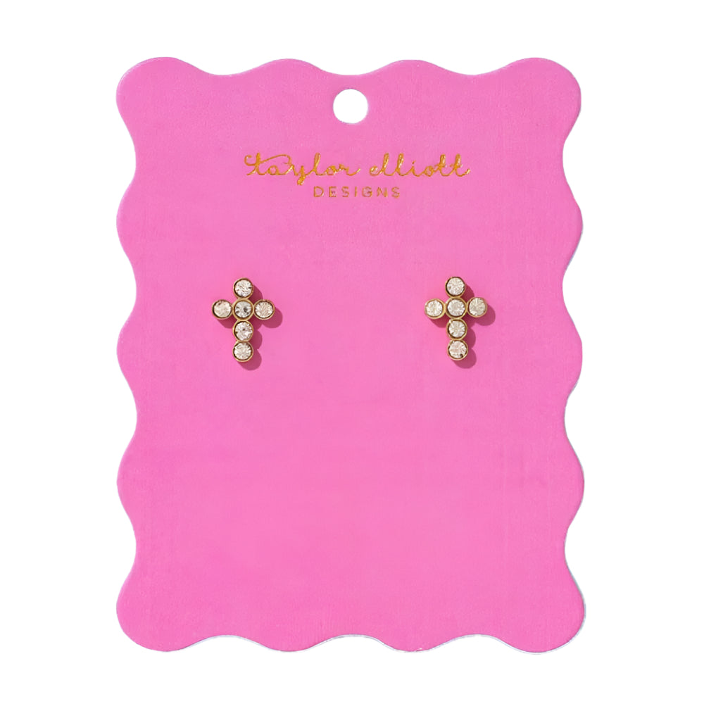 Faith Crystal Gem Cross Earrings WOMEN - Accessories - Jewelry - Earrings Taylor Elliott Designs