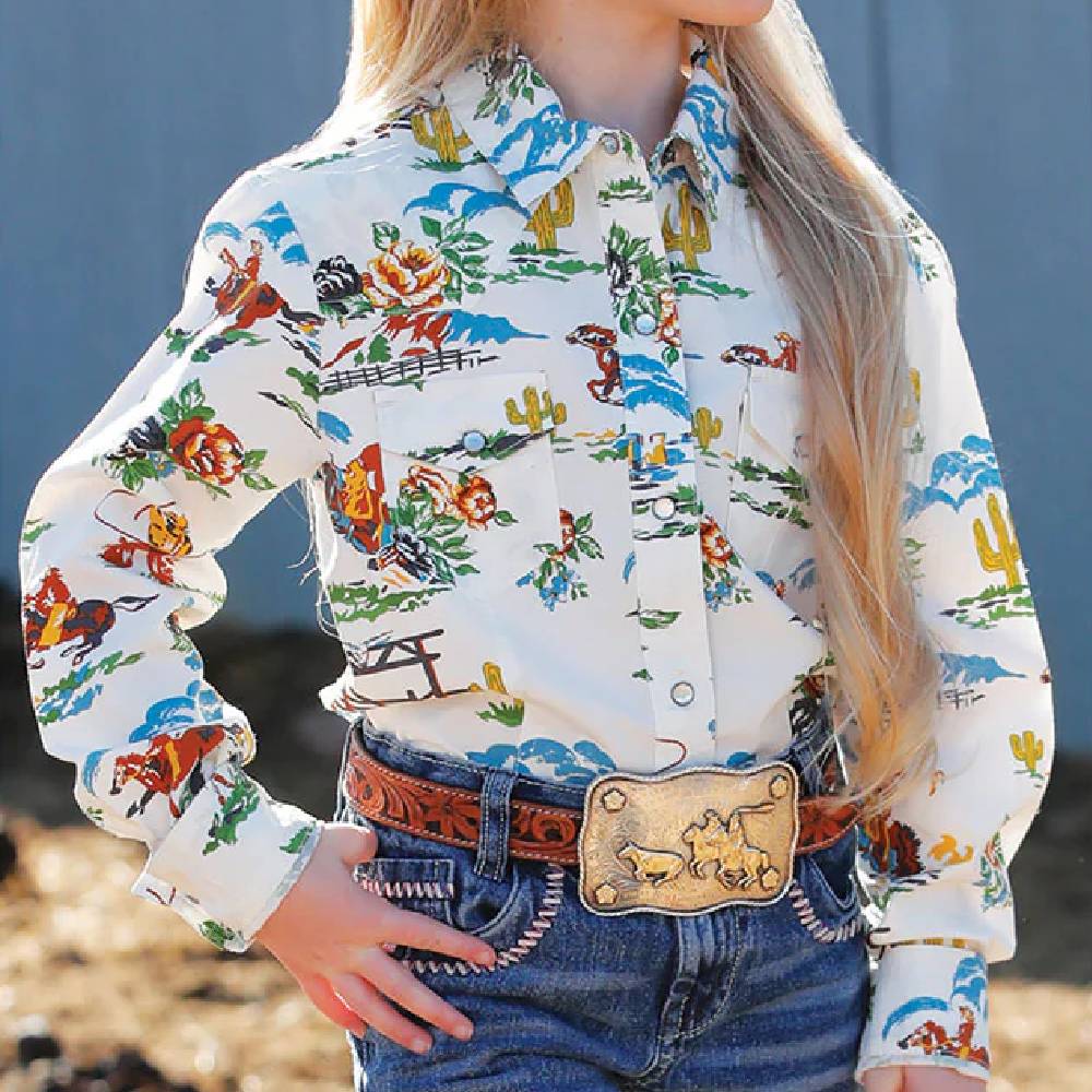 Cruel Denim Girl's Desert Western Print Button Down Shirt KIDS - Girls - Clothing - Tops - Long Sleeve Tops Cruel Denim