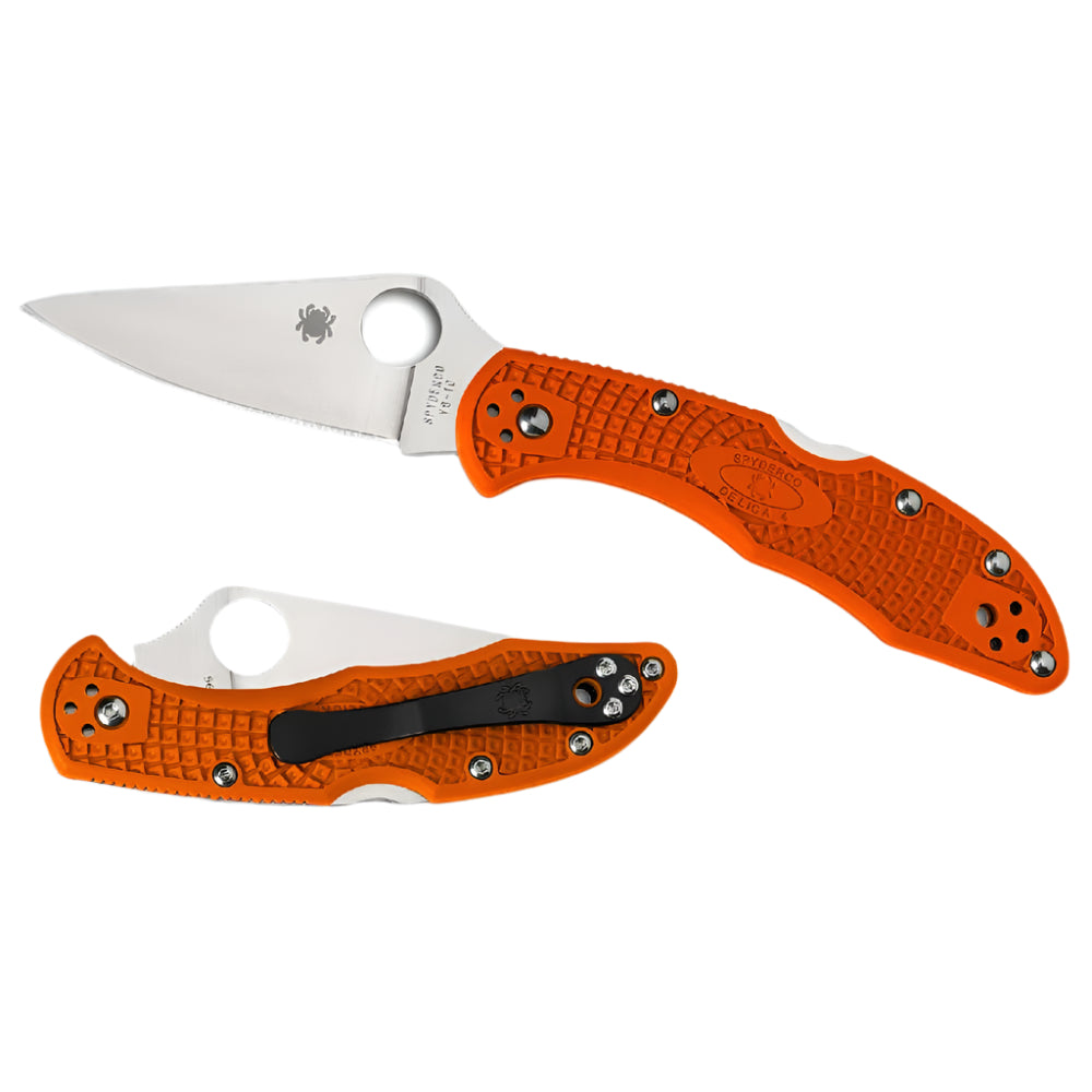 Spyderco Delica 4 Lightweight Orange Flat Ground Knives Spyderco