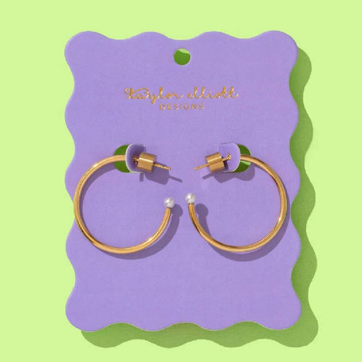 Alexis Medium Gold Hoop w/Pearl Tip Earrings WOMEN - Accessories - Jewelry - Earrings Taylor Elliott Designs