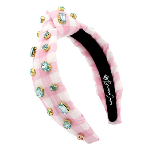 Girl's Pink Gingham Headband w/Robin Egg Blue Rhinestones KIDS - Accessories Brianna Cannon