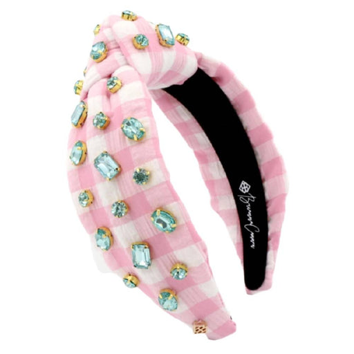 Pink Gingham Headband w/Robin Egg Blue Rhinestones WOMEN - Accessories - Hair Accessories Brianna Cannon
