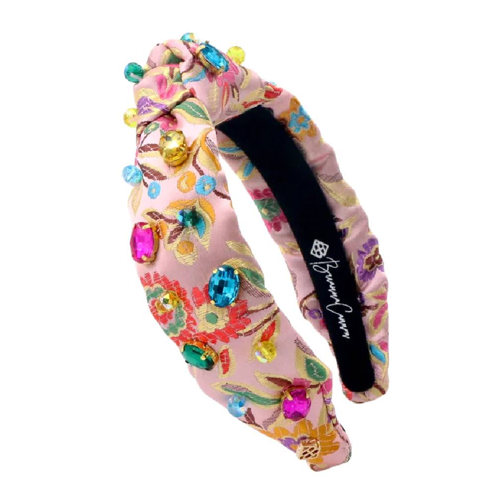 Girl's Pink Floral Brocade Headband w/Multicolor Crystals KIDS - Accessories Brianna Cannon