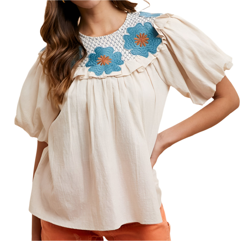 Floral Embroidered Woven Top