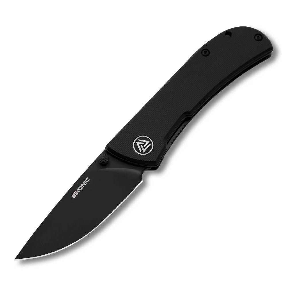 Eikonic Fairwind Folding Drop Point Plain Blade Knife - Black Knives Eikonic Knives