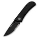 Eikonic Fairwind Folding Drop Point Serrated Blade Knife - Black Knives Eikonic Knives