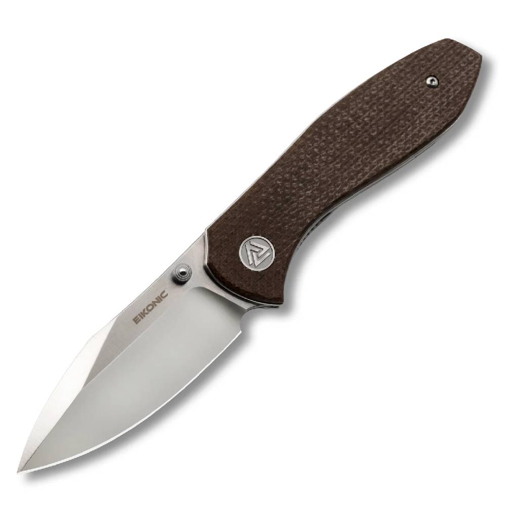 Eikonic Kasador Brown Canvas Micarta 2.7" Drop Point Knives Eikonic Knives