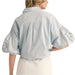 Embroidered Cut Out Bubble Sleeve Top - Sky Blue WOMEN - Clothing - Tops - Long Sleeved En Merci