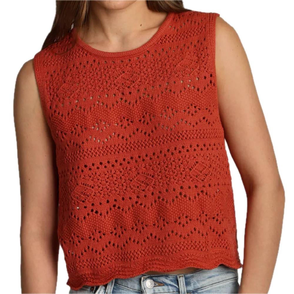 Dylan Scallop Hem Crochet Sweater Top WOMEN - Clothing - Tops - Sleeveless Dylan