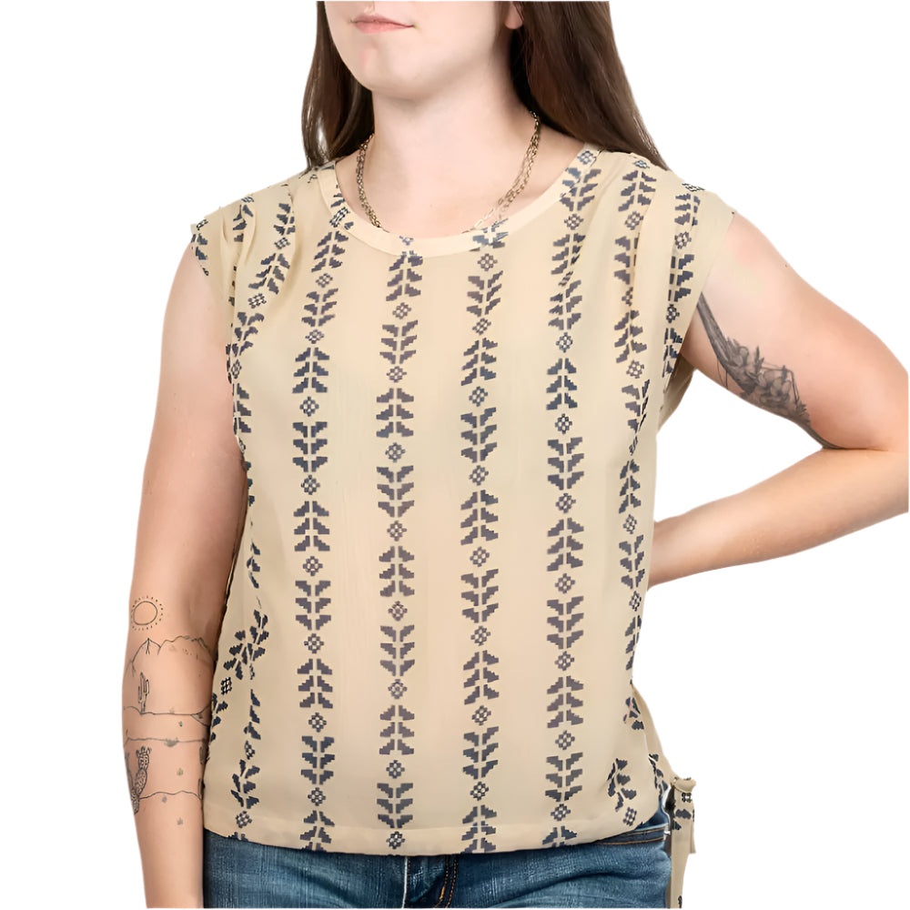 Cruel Denim Women's Sleeveless Geo Print Blouse WOMEN - Clothing - Tops - Sleeveless Cruel Denim