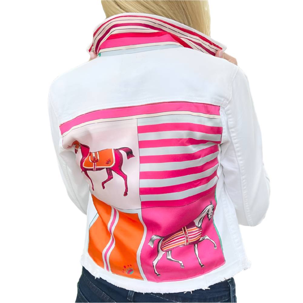 Stacy Bradley White Denim Pink Horse Jacket WOMEN - Clothing - Outerwear - Jackets Stacy Bradley Design