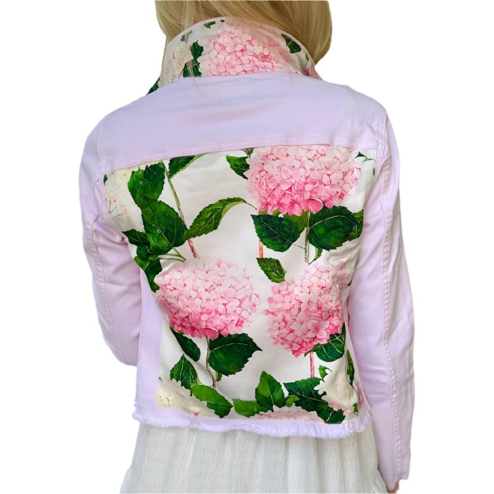 Stacy Bradley Pink Denim Hydrangeas Jacket WOMEN - Clothing - Outerwear - Jackets Stacy Bradley Design