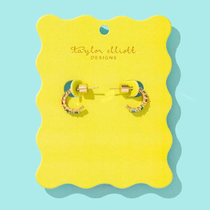 Hallie Huggie Earrings w/Multicolor Gems WOMEN - Accessories - Jewelry - Earrings Taylor Elliott Designs