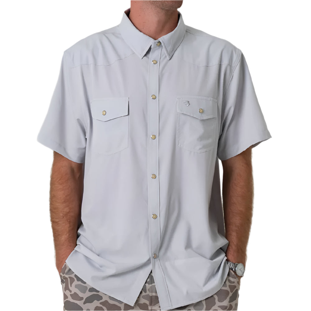 Burlebo Performance Western Shirt - Light Grey MEN - Clothing - Shirts - Short Sleeve Burlebo