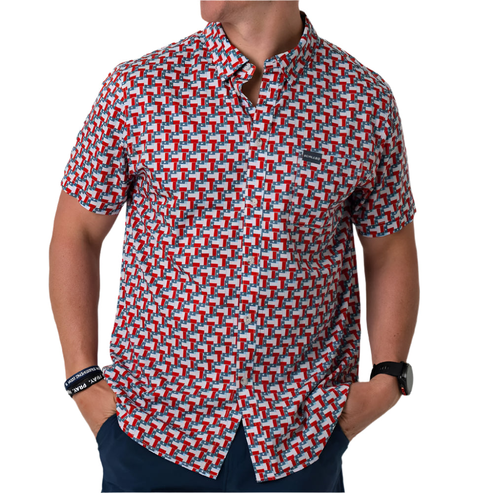 Burlebo Performance Button Up Shirt - Texas Flag MEN - Clothing - Shirts - Short Sleeve Burlebo