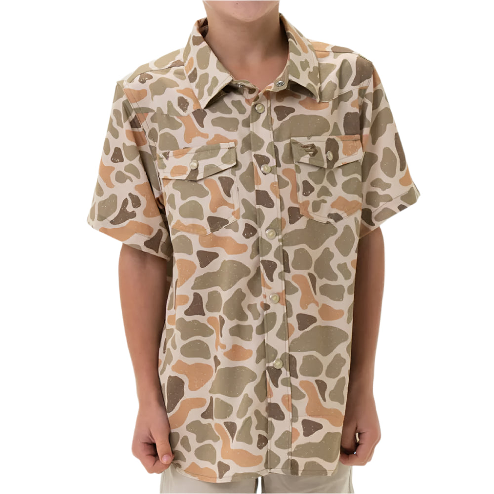 Burlebo Boy's Performance Western Shirt - Venado Camo