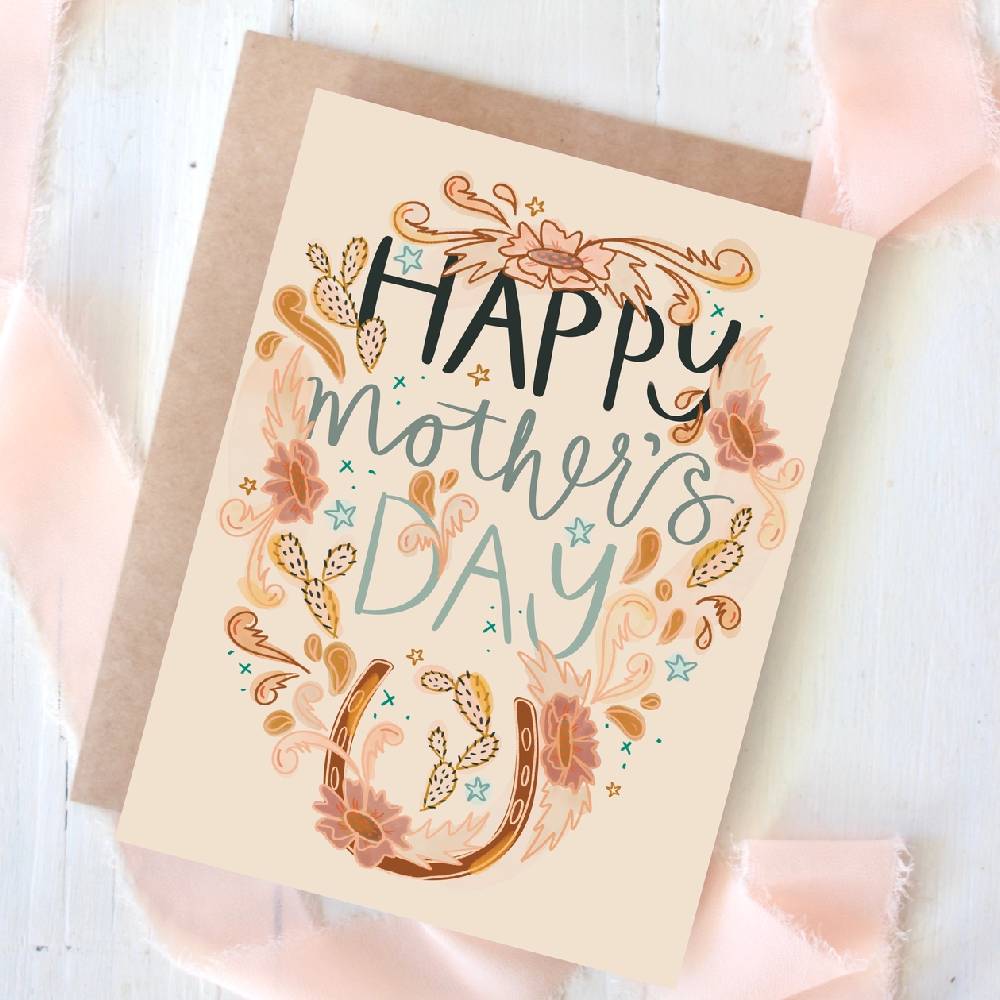 Happy Mother's Day Floral Horseshoe Card