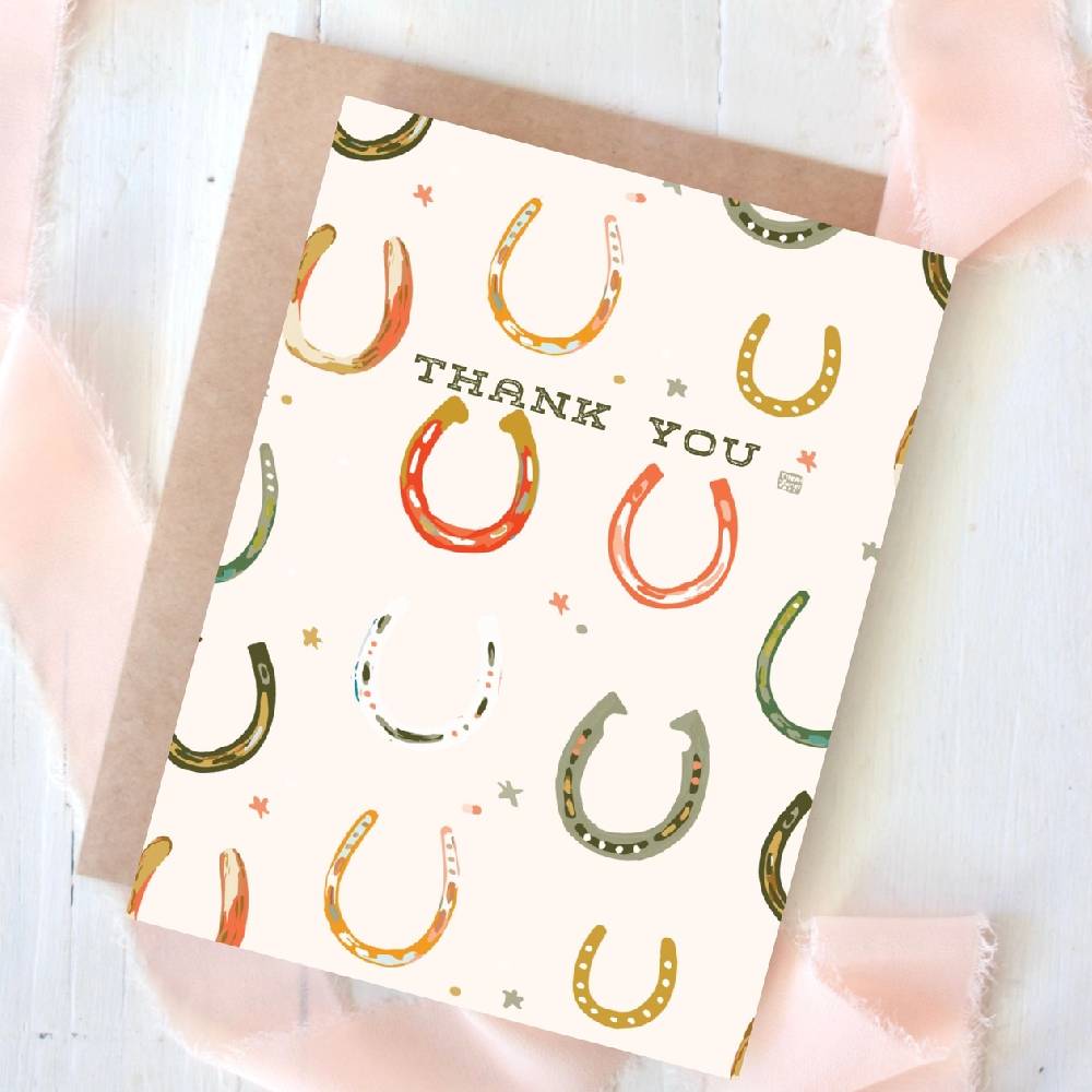 Colorful Horseshoes Thank You Card