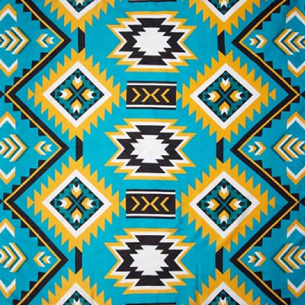 #1 Teal/Gold Southwest Silk Scarf - 20" ACCESSORIES - Additional Accessories - Wild Rags & Scarves Wyoming Traders
