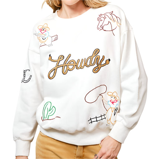 Howdy Western Embroidered Sweatshirt WOMEN - Clothing - Pullovers & Hoodies Blue B