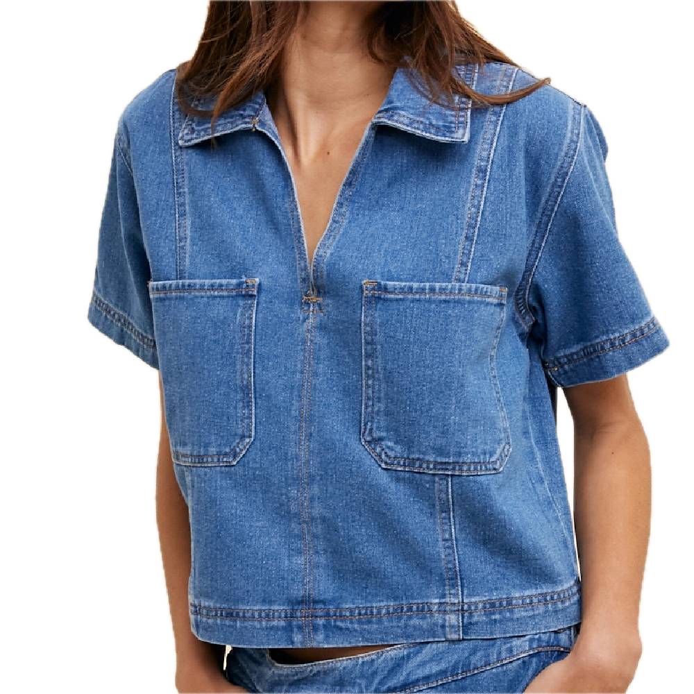 Collared Denim Top WOMEN - Clothing - Tops - Short Sleeved Wishlist