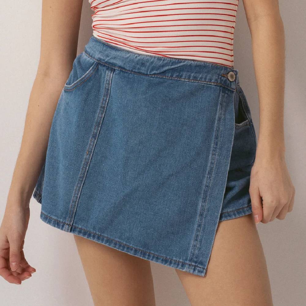 Denim Wrap Skort WOMEN - Clothing - Skirts Wishlist