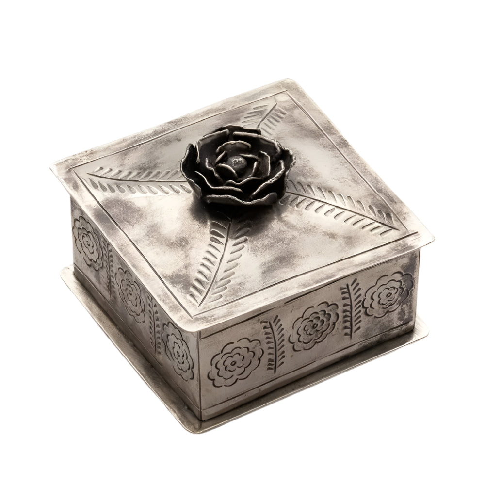 J. Alexander Square Stamped Rose Box