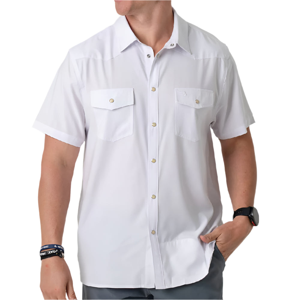 Burlebo Performance Western Shirt - White MEN - Clothing - Shirts - Short Sleeve Burlebo