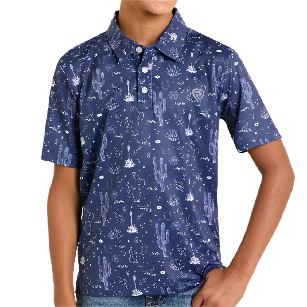 Rock & Roll Denim Boy's Conversation Print Polo Shirt KIDS - Boys - Clothing - Shirts - Short Sleeve Shirts Panhandle