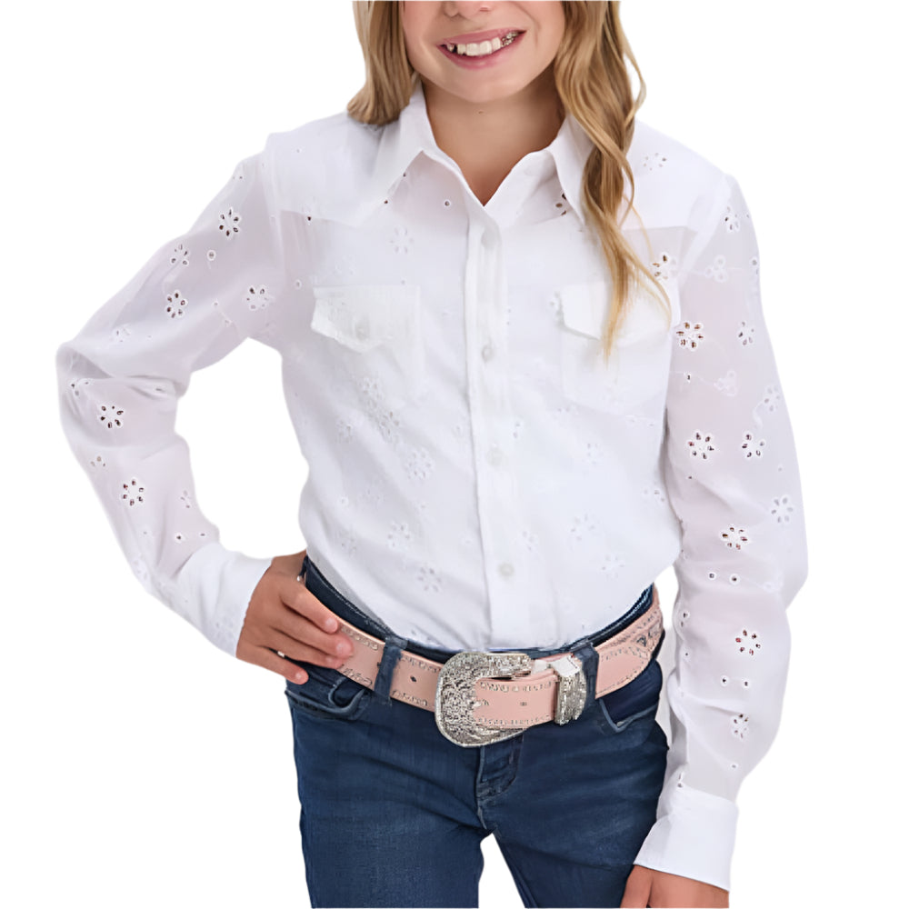 Roper Girl's Embroidery Eyelet Western Shirt KIDS - Girls - Clothing - Tops - Long Sleeve Tops Roper Apparel & Footwear