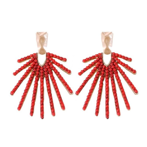 Red Sunburst Statement Drop Earrings WOMEN - Accessories - Jewelry - Earrings St Armands Design of Sarasota