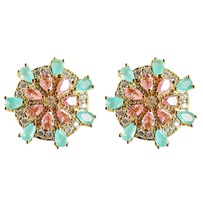 Pink/Turquoise Sand Dollar Stud Earrings WOMEN - Accessories - Jewelry - Earrings St Armands Design of Sarasota