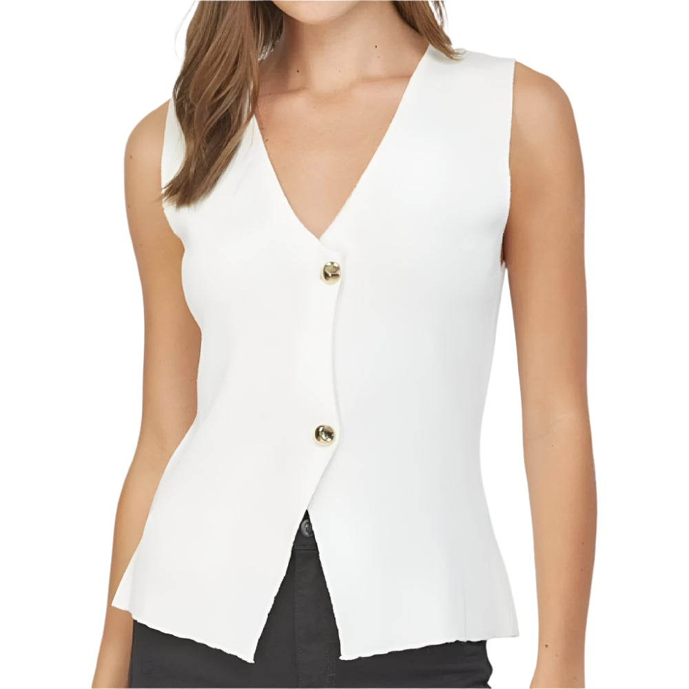 Sweater Top w/Gold Buttons WOMEN - Clothing - Tops - Sleeveless Fate