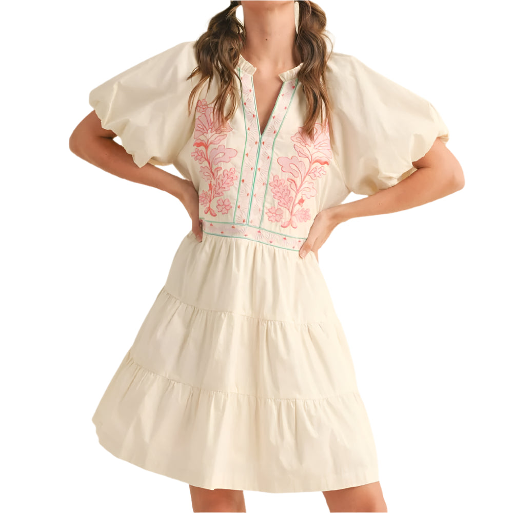 Floral Embroidered Bubble Dress