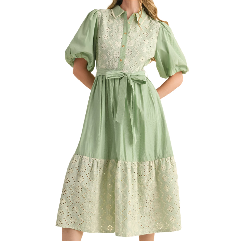 Eyelet Midi Dress