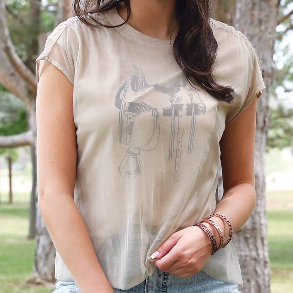 Cruel Denim Women's Mesh Knit Top WOMEN - Clothing - Tops - Short Sleeved Cruel Denim