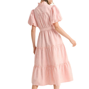 Striped Ruffled Midi Dress WOMEN - Clothing - Dresses En Merci