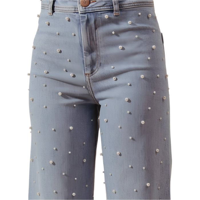 Pearl Embellished Wide Leg Jean WOMEN - Clothing - Jeans So Me