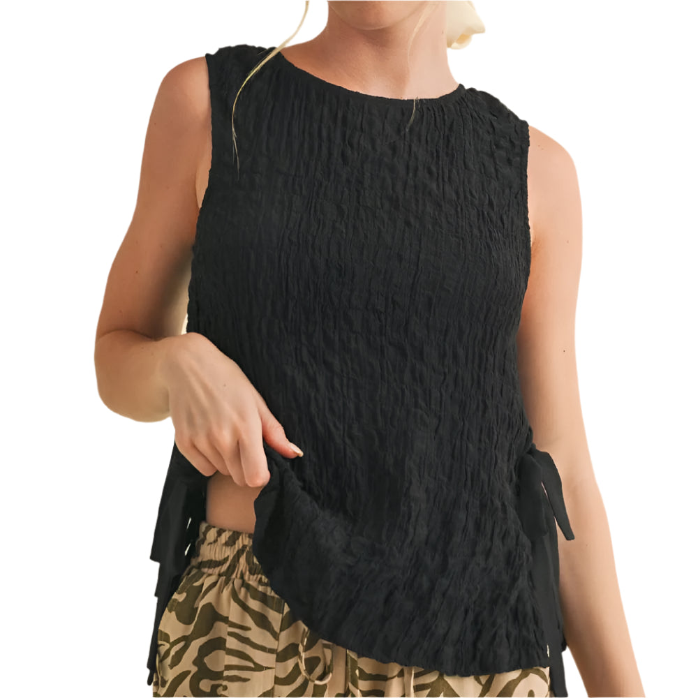 Crinkle Side Tie Tank WOMEN - Clothing - Tops - Sleeveless En Merci