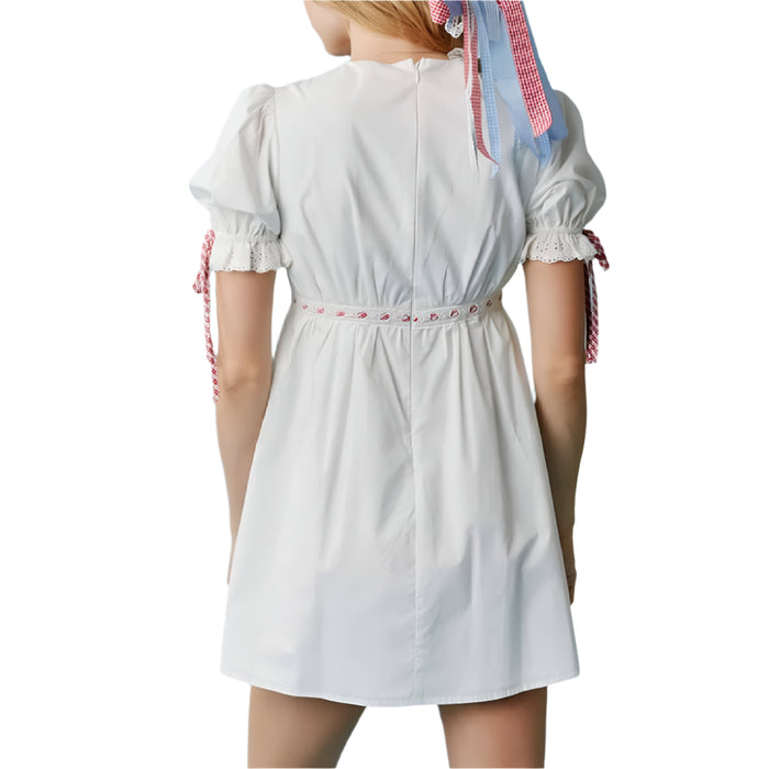 Poplin Lace Contrast Tie Dress WOMEN - Clothing - Dresses Peach Love California