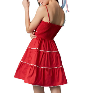 Poplin Ric Rac Trim Bow Dress WOMEN - Clothing - Dresses Peach Love California