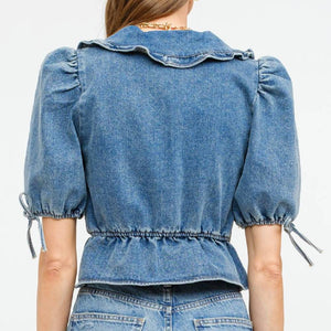 Bridget Ruffle Denim Top WOMEN - Clothing - Tops - Short Sleeved Sofie the Label