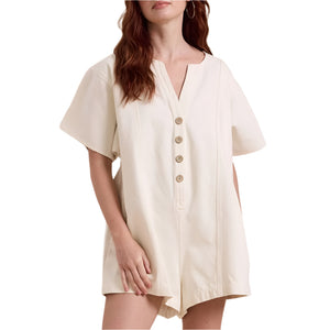 Button Front Cotton Romper WOMEN - Clothing - Jumpsuits & Rompers Miou Muse