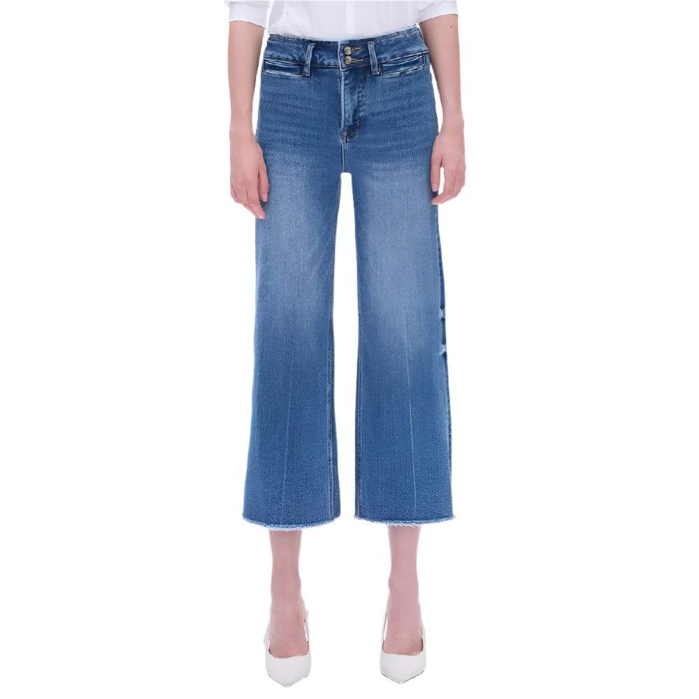 Bayeas High Rise Wide Leg Raw Hem Jean